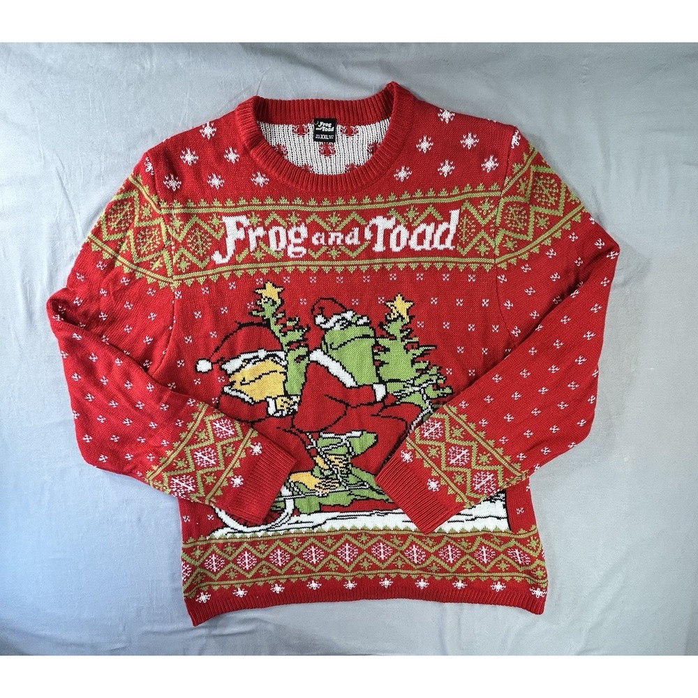 Frog and Toad holiday sweater Men's XXL Ugly Christmas Sweater